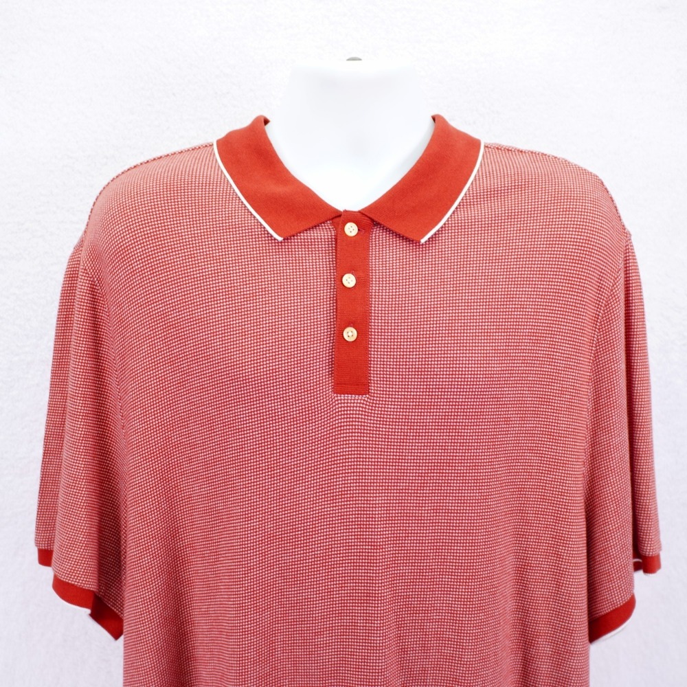 Joseph Abboud Modern Fit -XL- Red Knit Check Polo Shirt Short Sleeve Cotton Moda